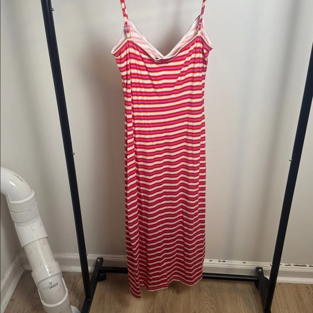 Pujka Adjustable Strap Red/Pink Striped Bodycon Guard Stripe Dress Size Small - Picture 7 of 8